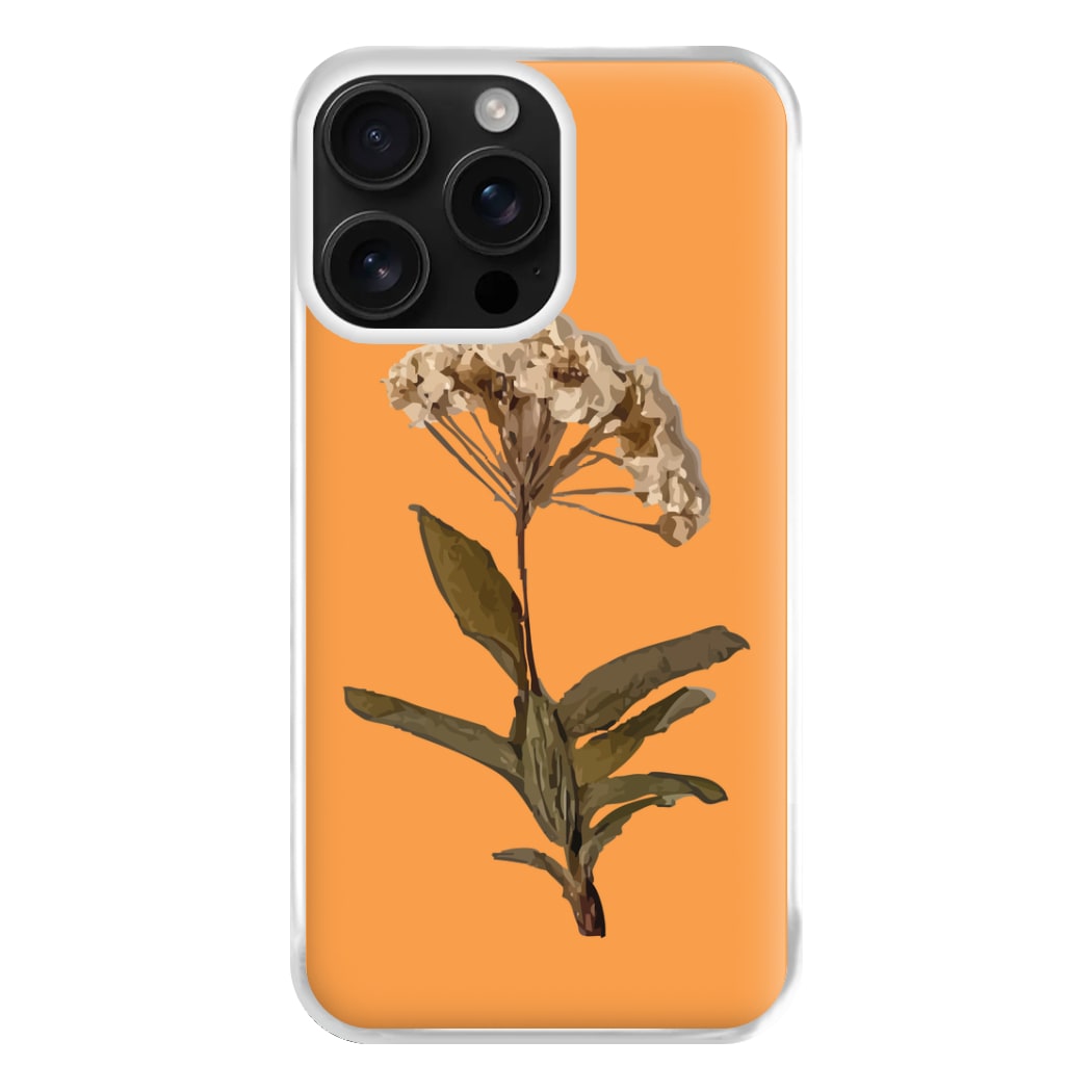 Bright Orange Pressed Flower Phone Case for iPhone 16 Pro Max