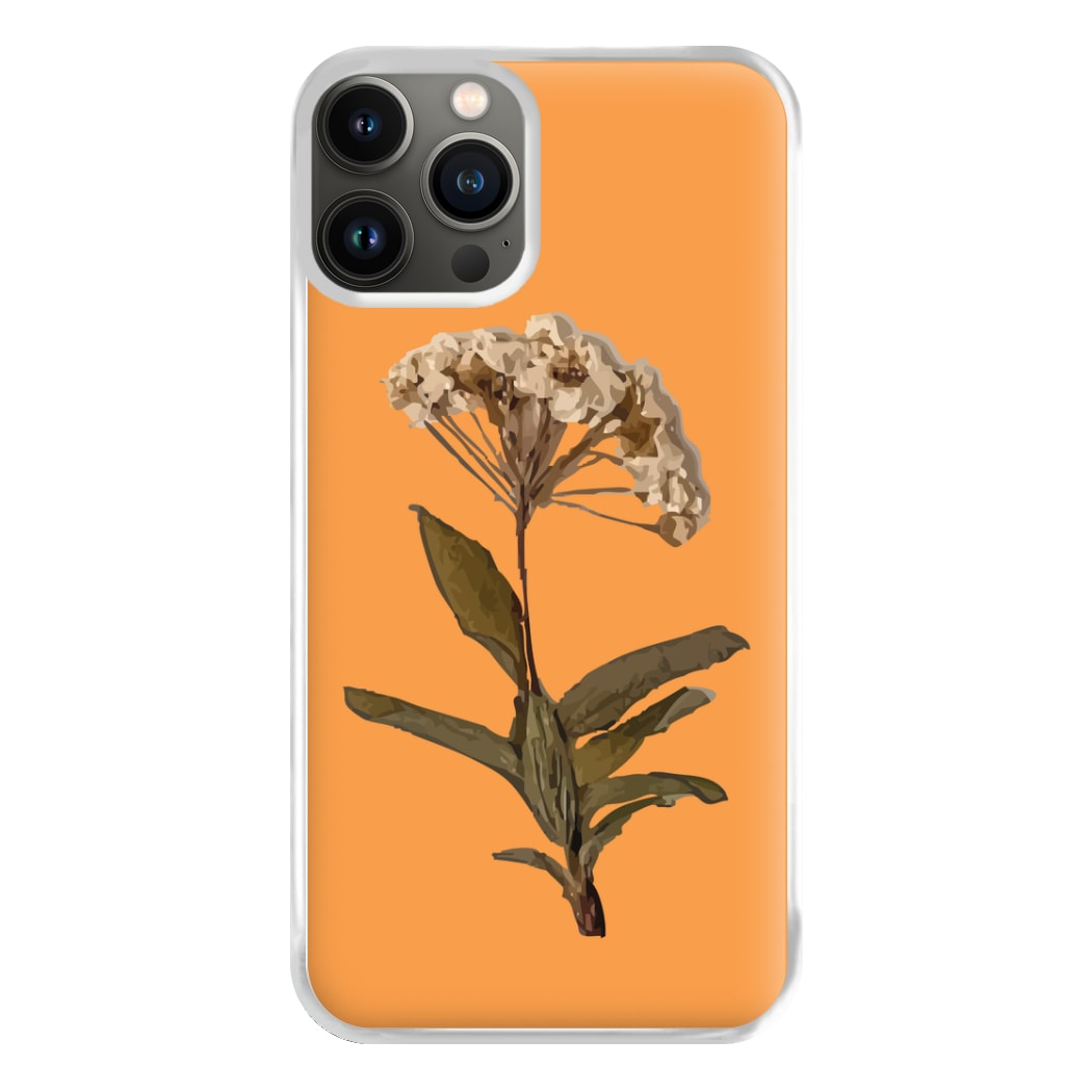 Bright Orange Pressed Flower Phone Case for iPhone 13 Pro Max
