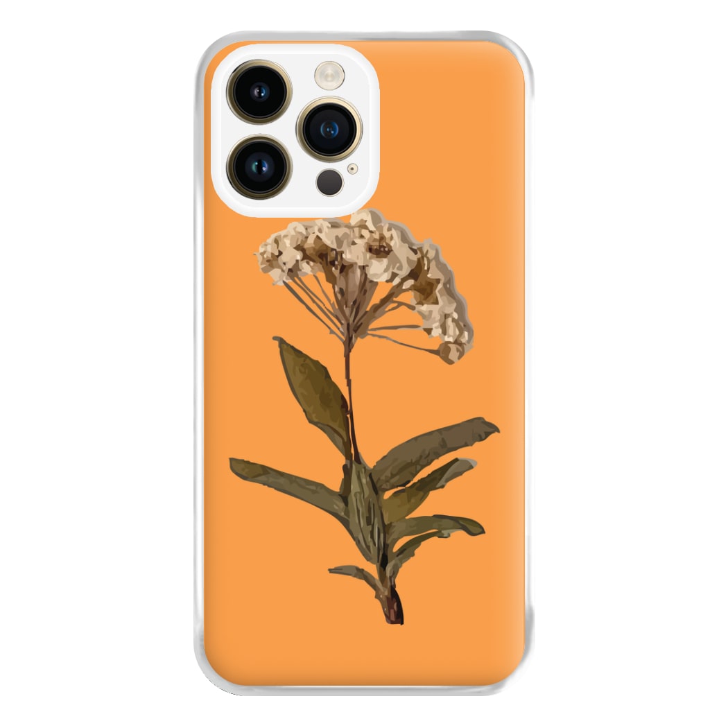 Bright Orange Pressed Flower Phone Case for iPhone 14 Pro Max