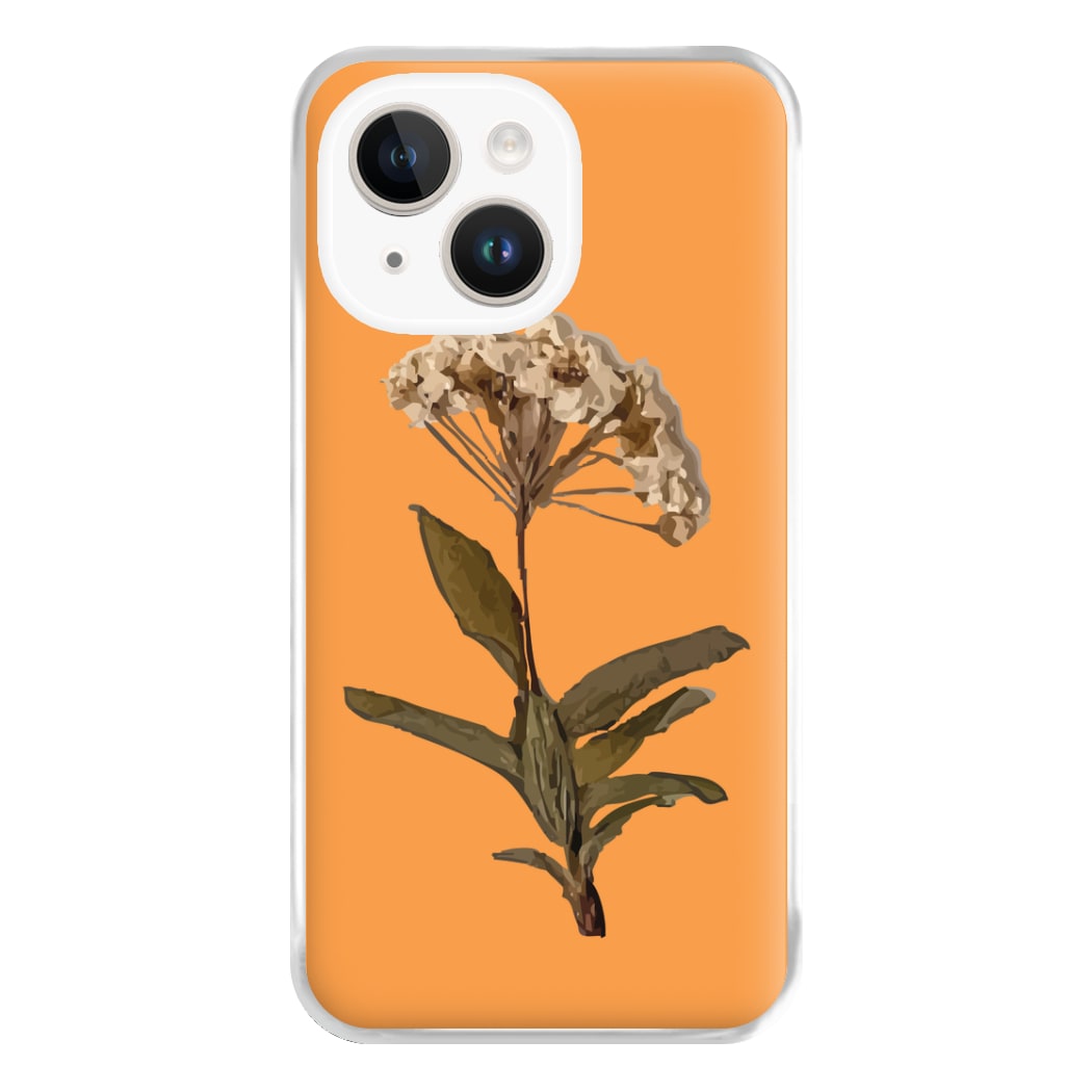 Bright Orange Pressed Flower Phone Case for iPhone 14 Plus