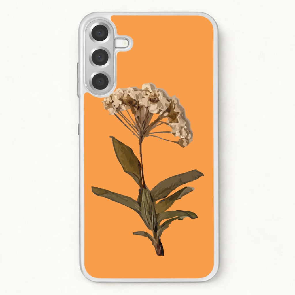 Bright Orange Pressed Flower Phone Case for Galaxy A57
