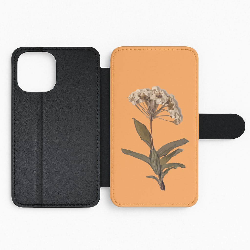 Bright Orange Pressed Flower Flip Phone Case
