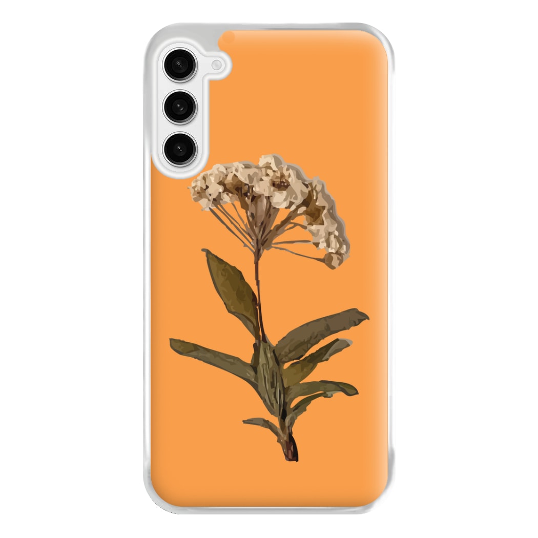 Bright Orange Pressed Flower Phone Case for Galaxy S23FE