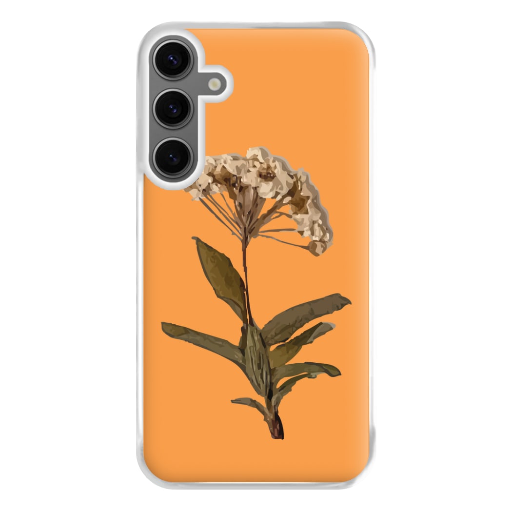 Bright Orange Pressed Flower Phone Case for Galaxy S24FE