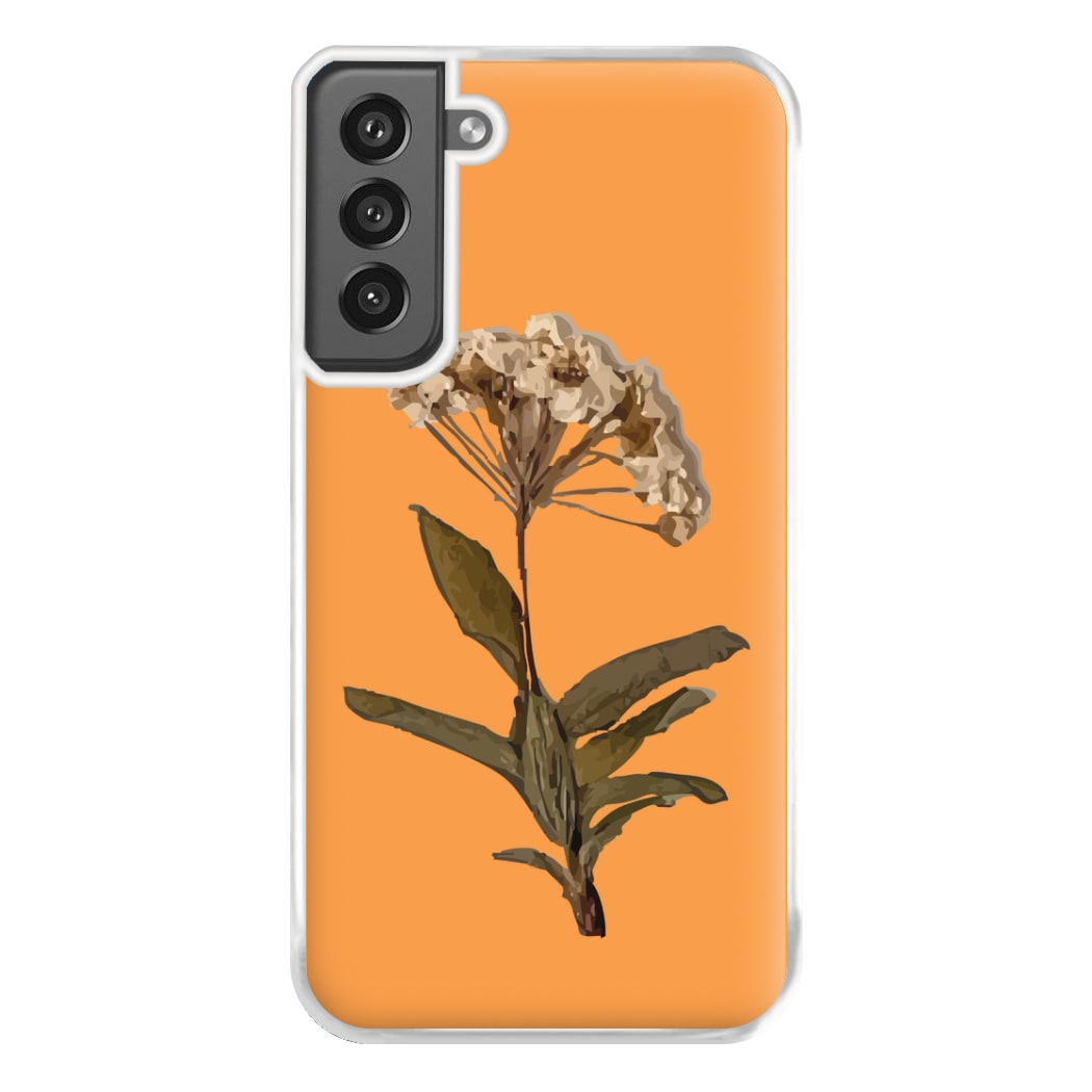 Bright Orange Pressed Flower Phone Case for Galaxy S21FE
