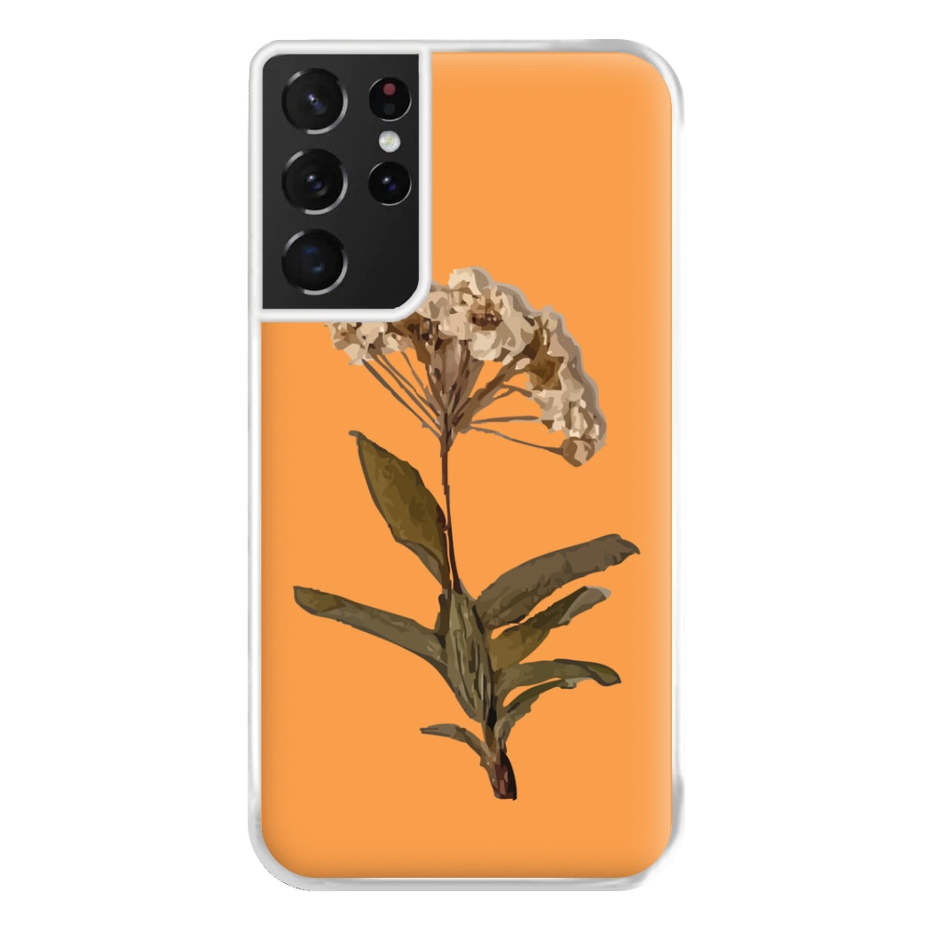 Bright Orange Pressed Flower Phone Case for Galaxy S21 Ultra