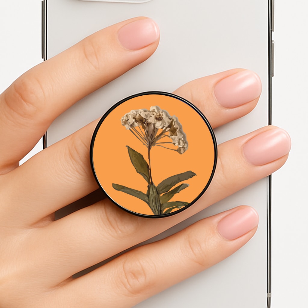 Bright Orange Pressed Flower Phone Grip
