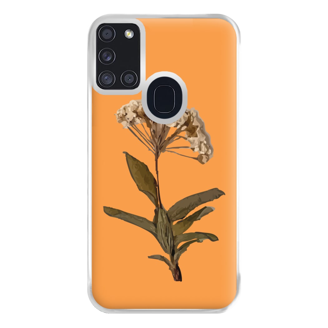 Bright Orange Pressed Flower Phone Case for Galaxy A21s