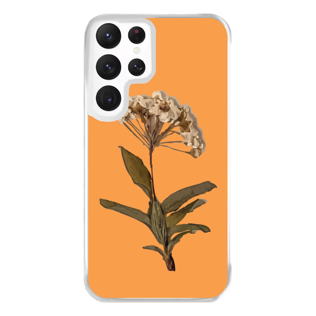 Bright Orange Pressed Flower Phone Case for Galaxy S22 Ultra