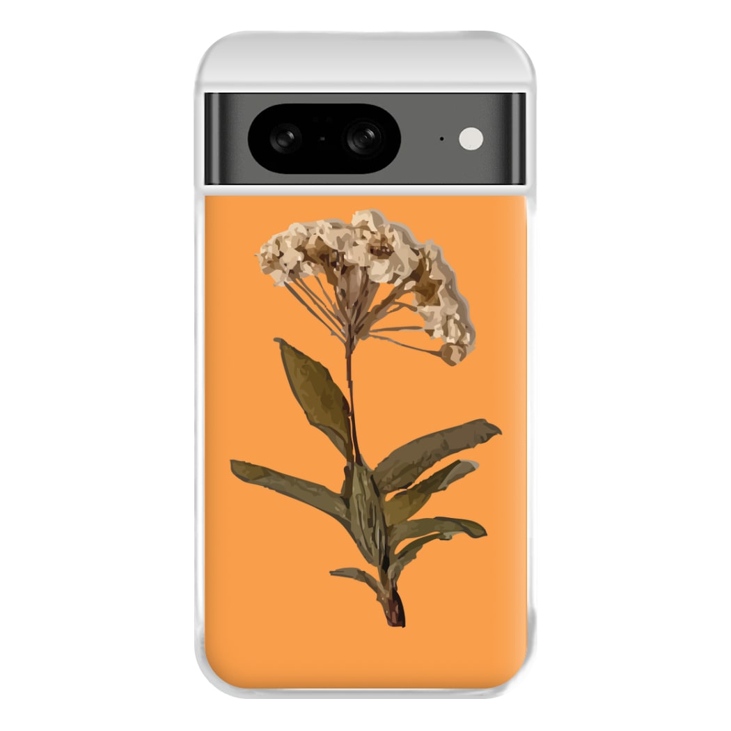 Bright Orange Pressed Flower Phone Case for Google Pixel 8