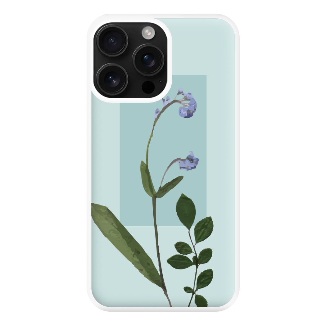 Abstract Blue Pressed Flower Phone Case for iPhone 16 Pro Max
