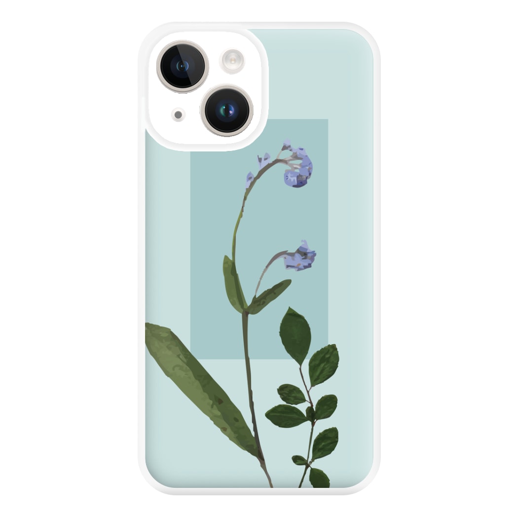 Abstract Blue Pressed Flower Phone Case for iPhone 14
