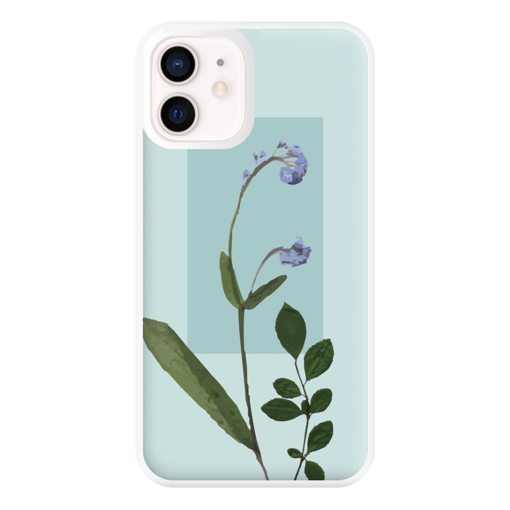 Abstract Blue Pressed Flower Phone Case for iPhone 12 Mini