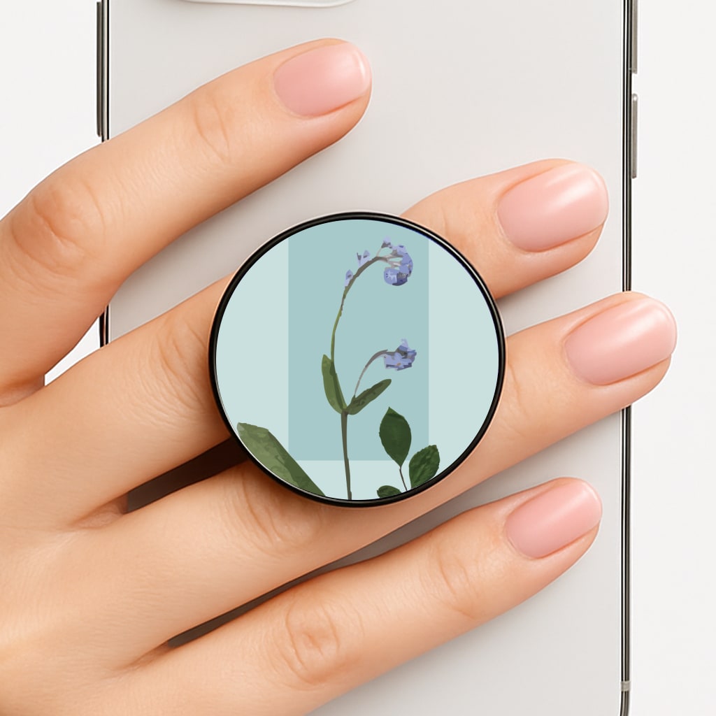 Abstract Blue Pressed Flower Phone Grip