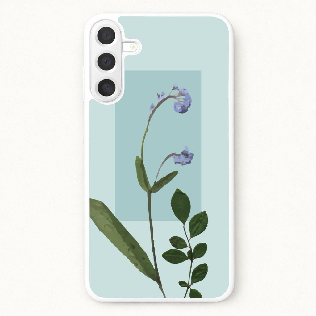 Abstract Blue Pressed Flower Phone Case for Galaxy A37