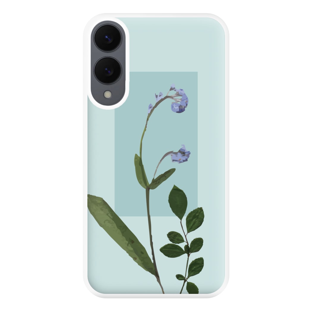 Abstract Blue Pressed Flower Phone Case for Galaxy S25 Edge
