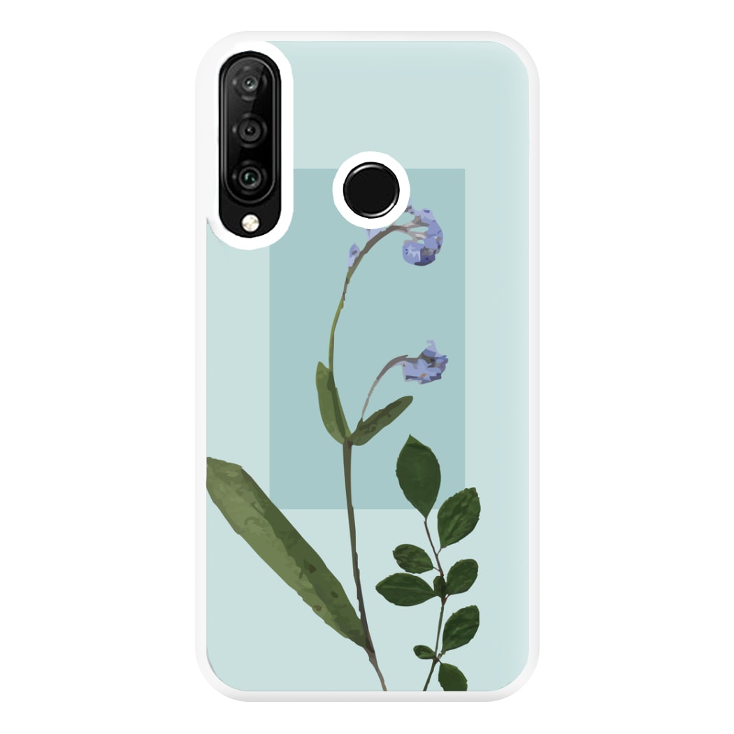 Abstract Blue Pressed Flower Phone Case for Huawei P30 Lite