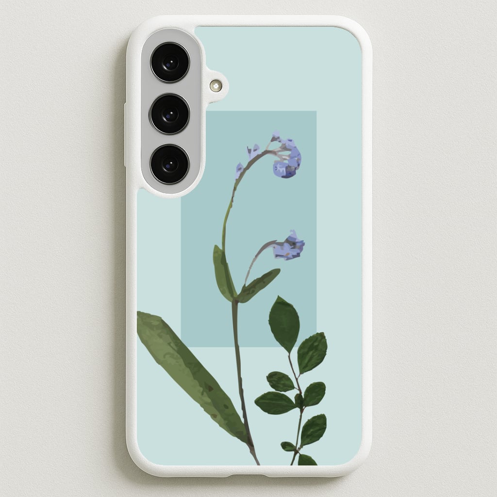 Abstract Blue Pressed Flower Phone Case for Galaxy S25FE