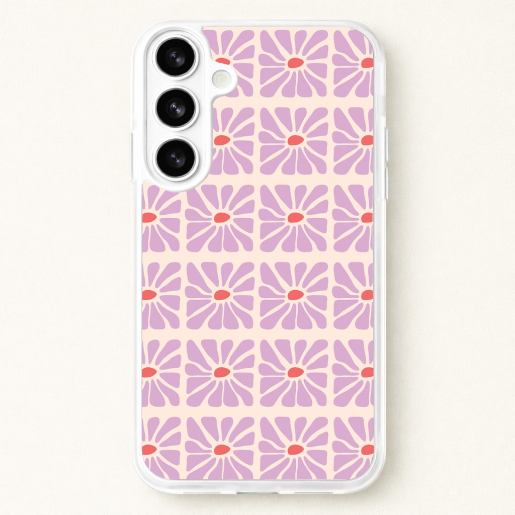 Square Abstract Flowers Mauve Phone Case for Galaxy S26 Plus