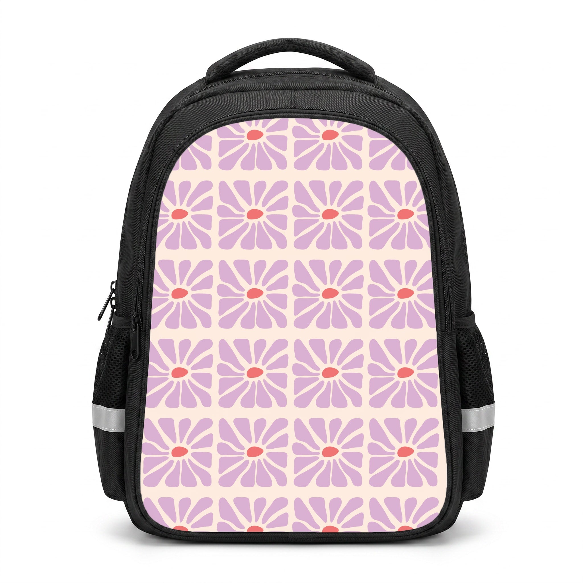 Square Abstract Flowers Mauve Backpack
