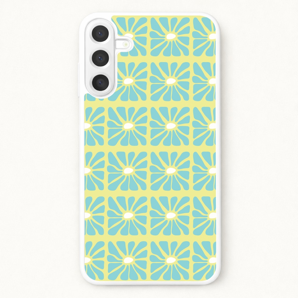 Square Abstract Flowers Blue Phone Case for Galaxy A57
