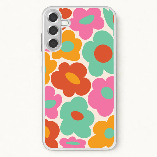 Abstract Trippy Retro Flowers Phone Case for Galaxy A57