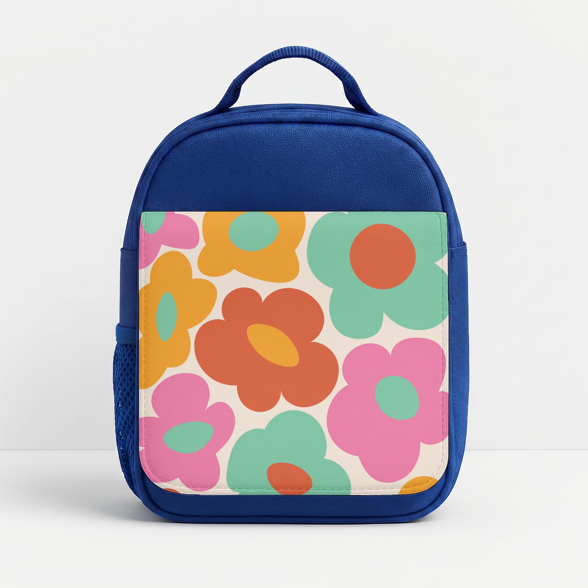 Abstract Trippy Retro Flowers Lunchbox - Blue