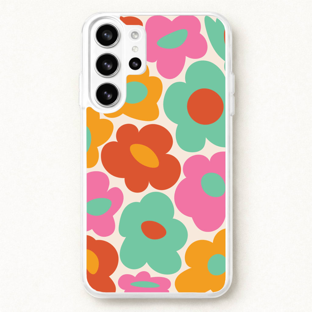 Abstract Trippy Retro Flowers Phone Case for Galaxy S26 Ultra