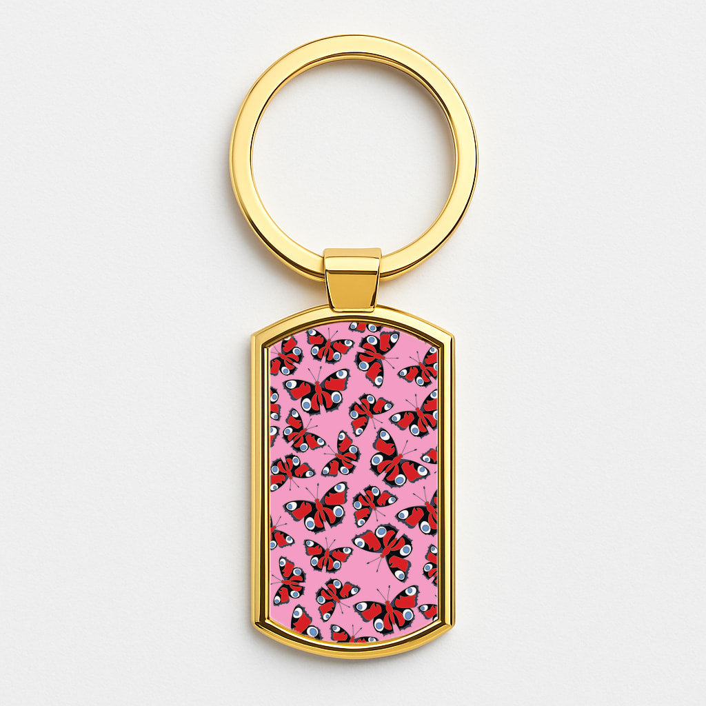 Red Butterfly - Butterfly Patterns Gold Keyring