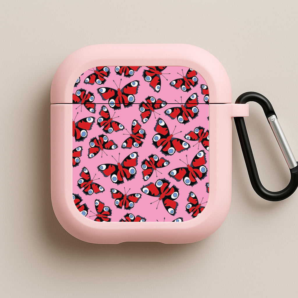 Red Butterfly - Butterfly Patterns Pink AirPods Case