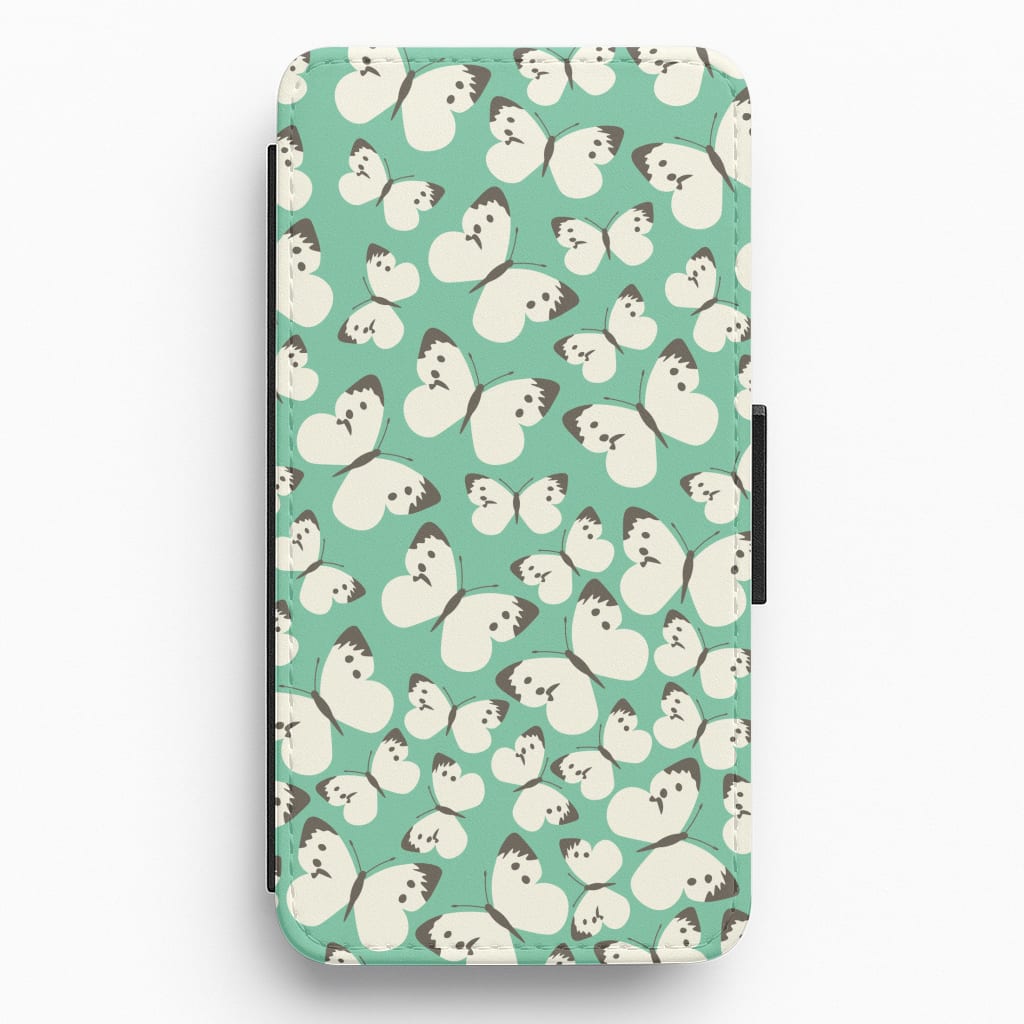 White Butterfly - Butterfly Patterns Flip / Wallet Phone Case