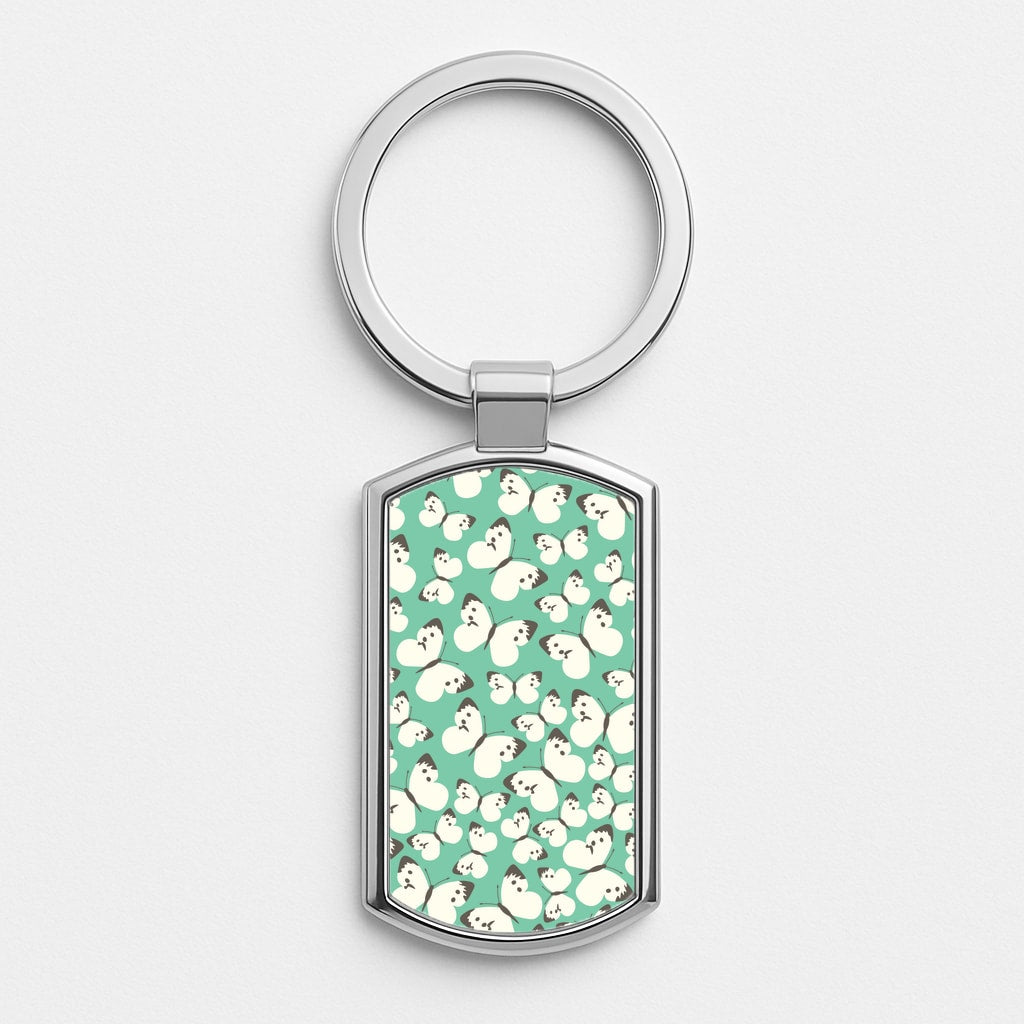 White Butterfly - Butterfly Patterns Luxury Keyring