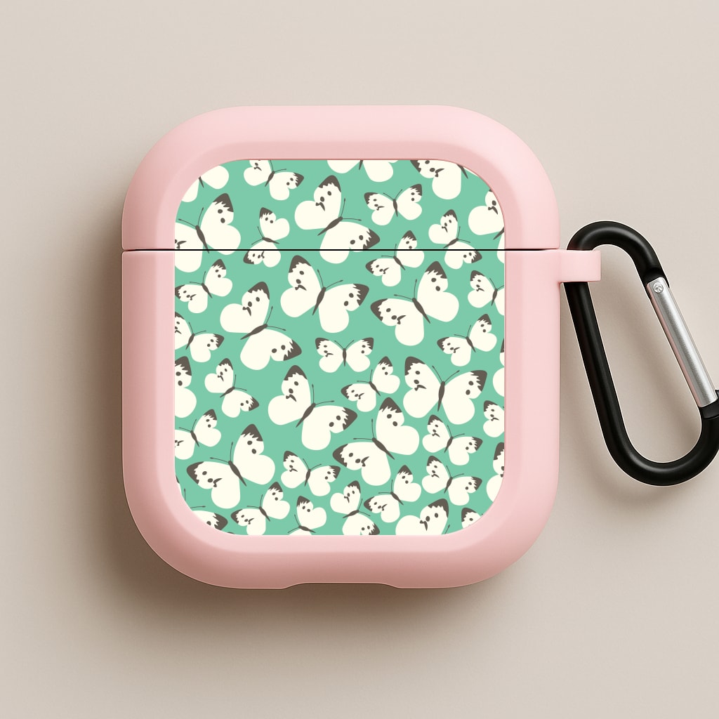 White Butterfly - Butterfly Patterns Pink AirPods Case