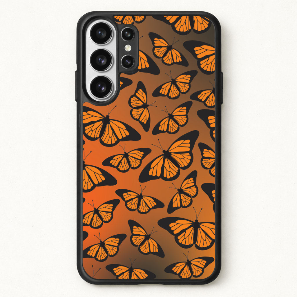 Orange Gradient Butterfly - Butterfly Patterns Phone Case for Galaxy S26 Ultra