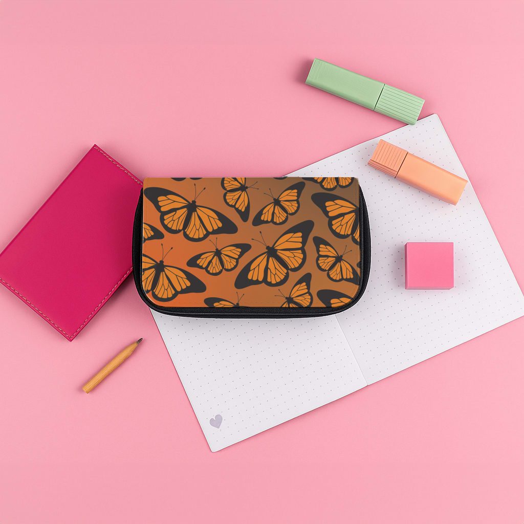 Orange Gradient Butterfly - Butterfly Patterns Pencil Case