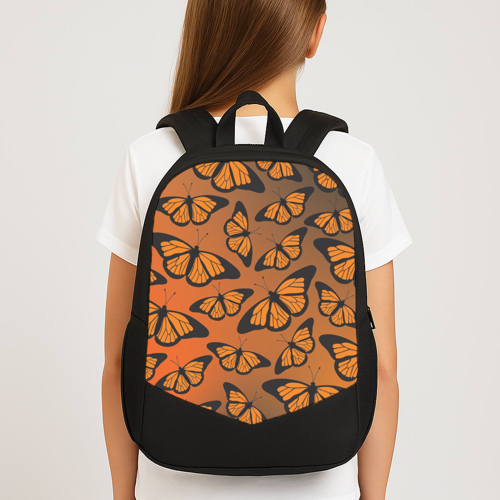 Orange Gradient Butterfly - Butterfly Patterns Large School Bag