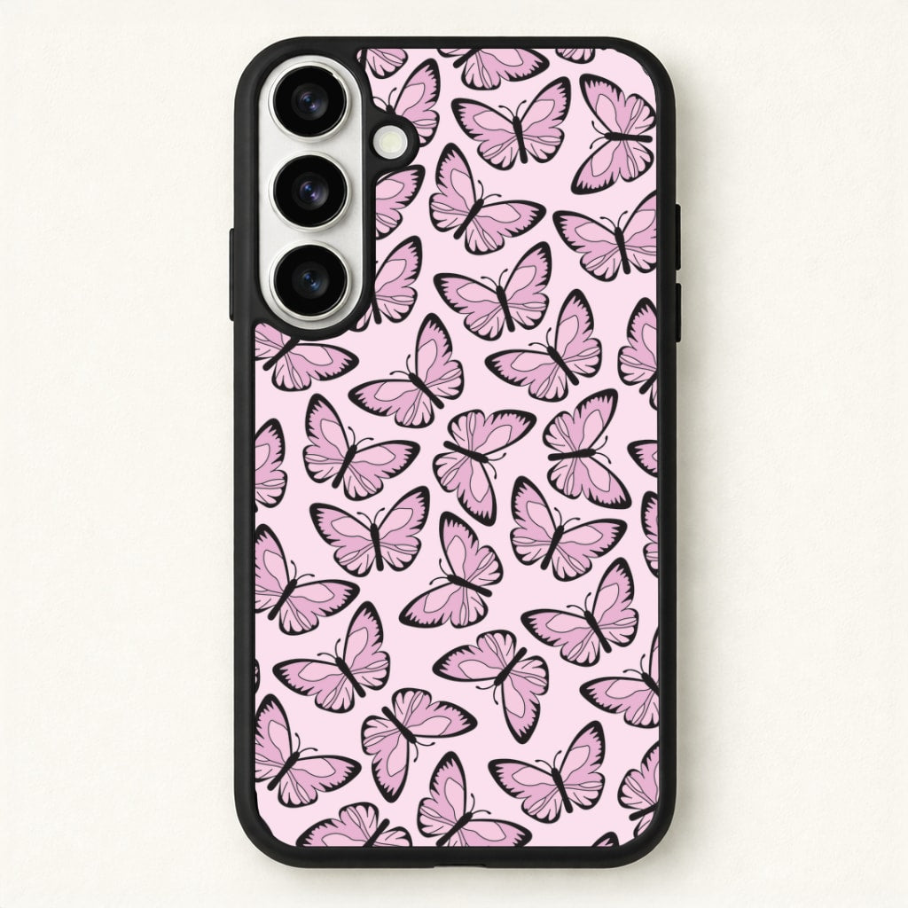 Pink And Black Butterfly - Butterfly Patterns Phone Case for Galaxy S26