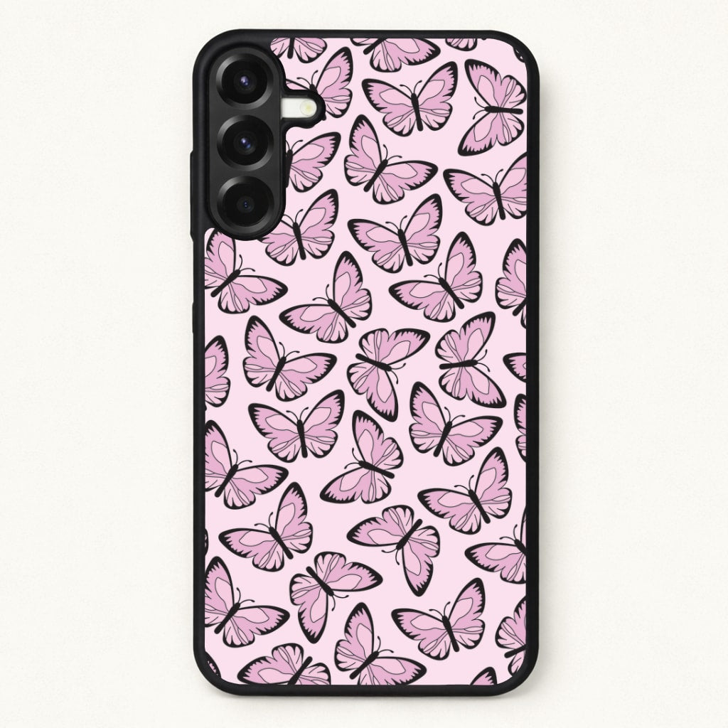Pink And Black Butterfly - Butterfly Patterns Phone Case for Galaxy A37
