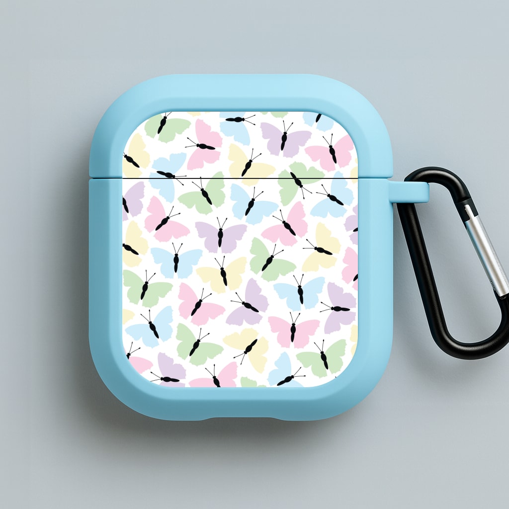 Multi Coloured Butterfly - Butterfly Patterns Blue AirPods Case