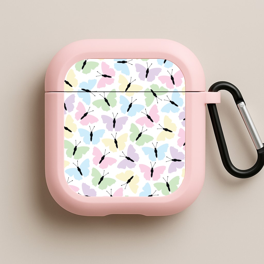 Multi Coloured Butterfly - Butterfly Patterns Pink AirPods Case