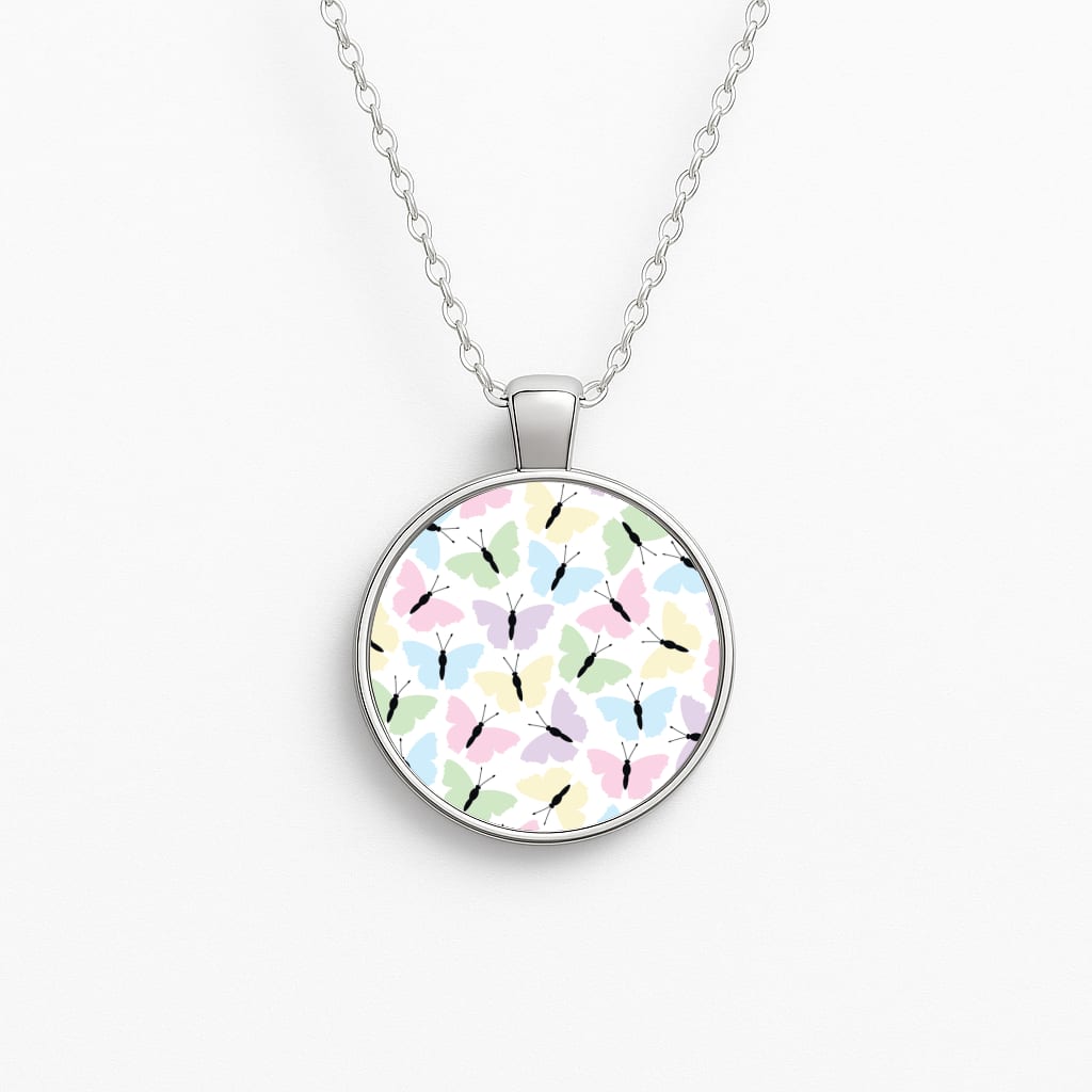 Multi Coloured Butterfly - Butterfly Patterns Circle Necklace