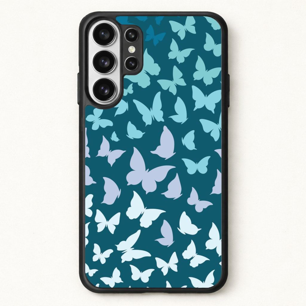 Blue Gradient Butterfly - Butterfly Patterns Phone Case for Galaxy S26 Ultra