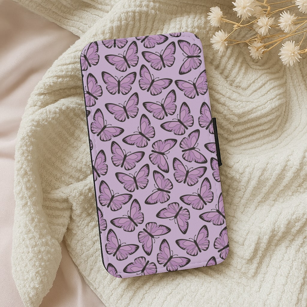 Purple Butterfly - Butterfly Patterns Wallet Phone Case