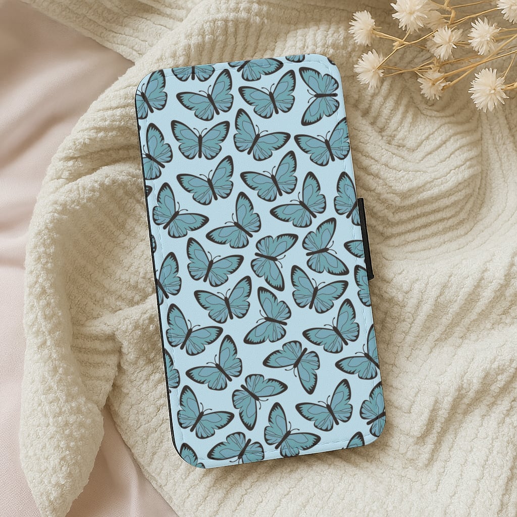 Blue Butterfly - Butterfly Patterns Wallet Phone Case