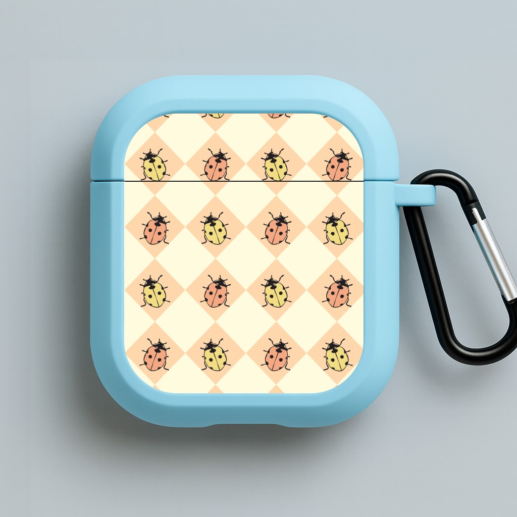 Argyle Ladybugs Pattern Blue AirPods Case