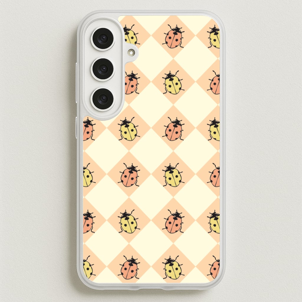 Argyle Ladybugs Pattern Phone Case for Galaxy S25FE