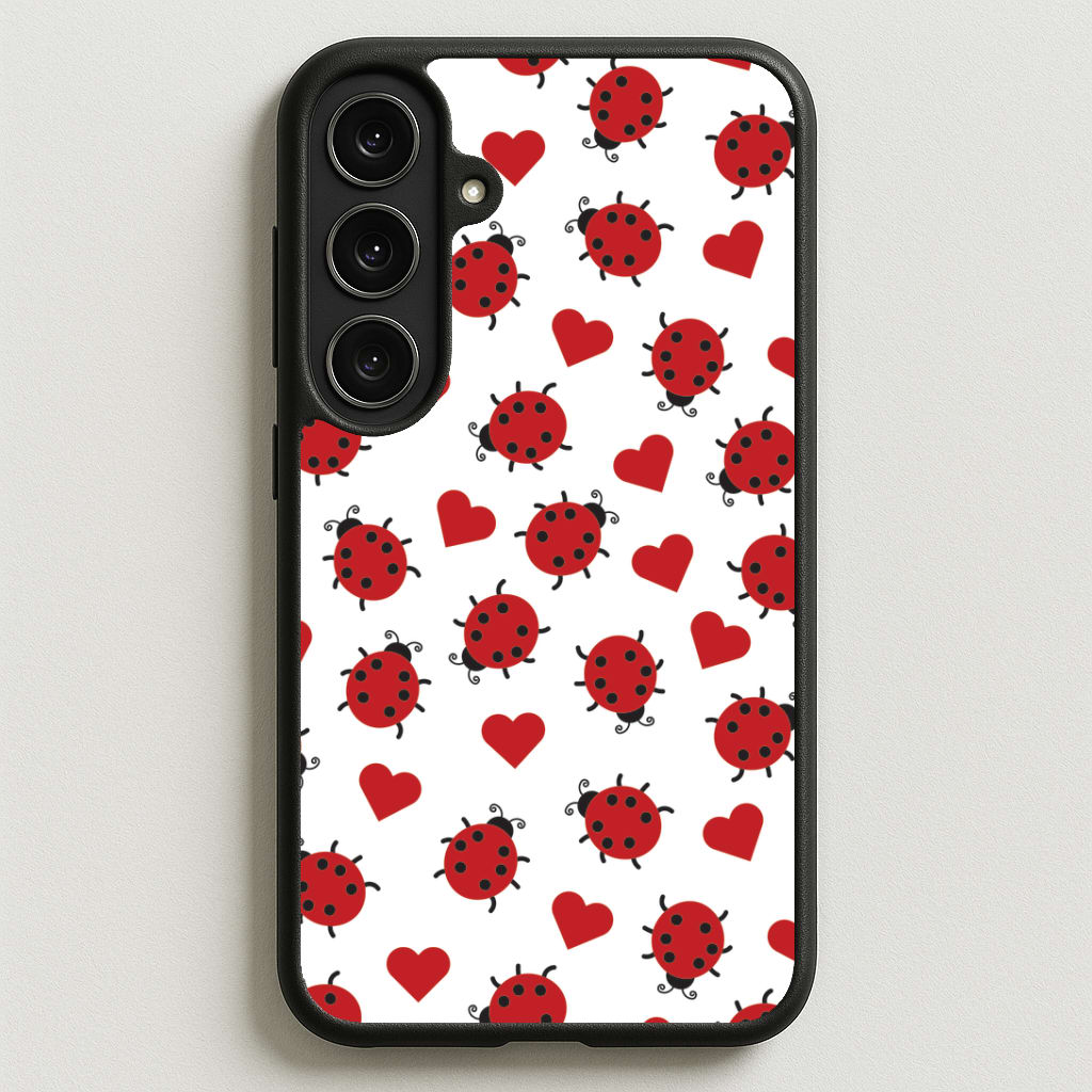 Ladybugs And Hearts Pattern Phone Case for Galaxy S25FE