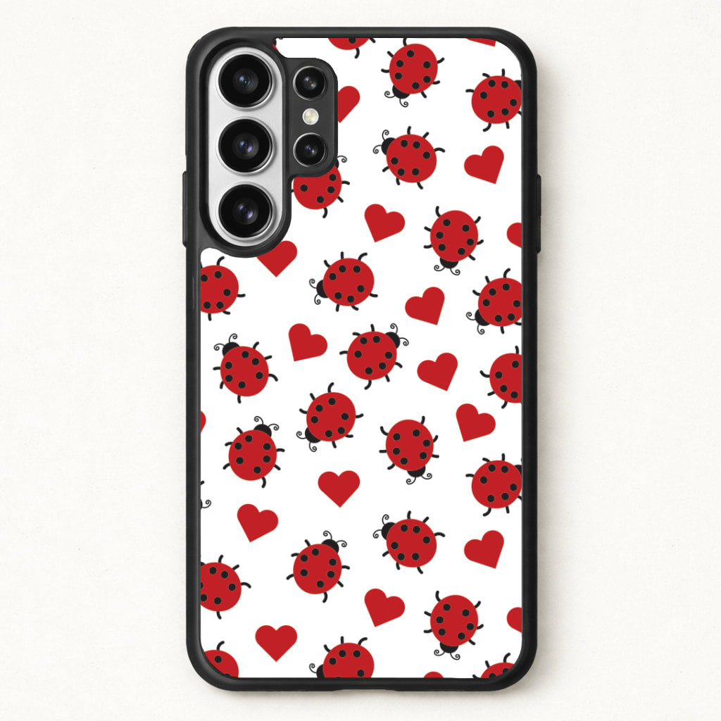 Ladybugs And Hearts Pattern Phone Case for Galaxy S26 Ultra