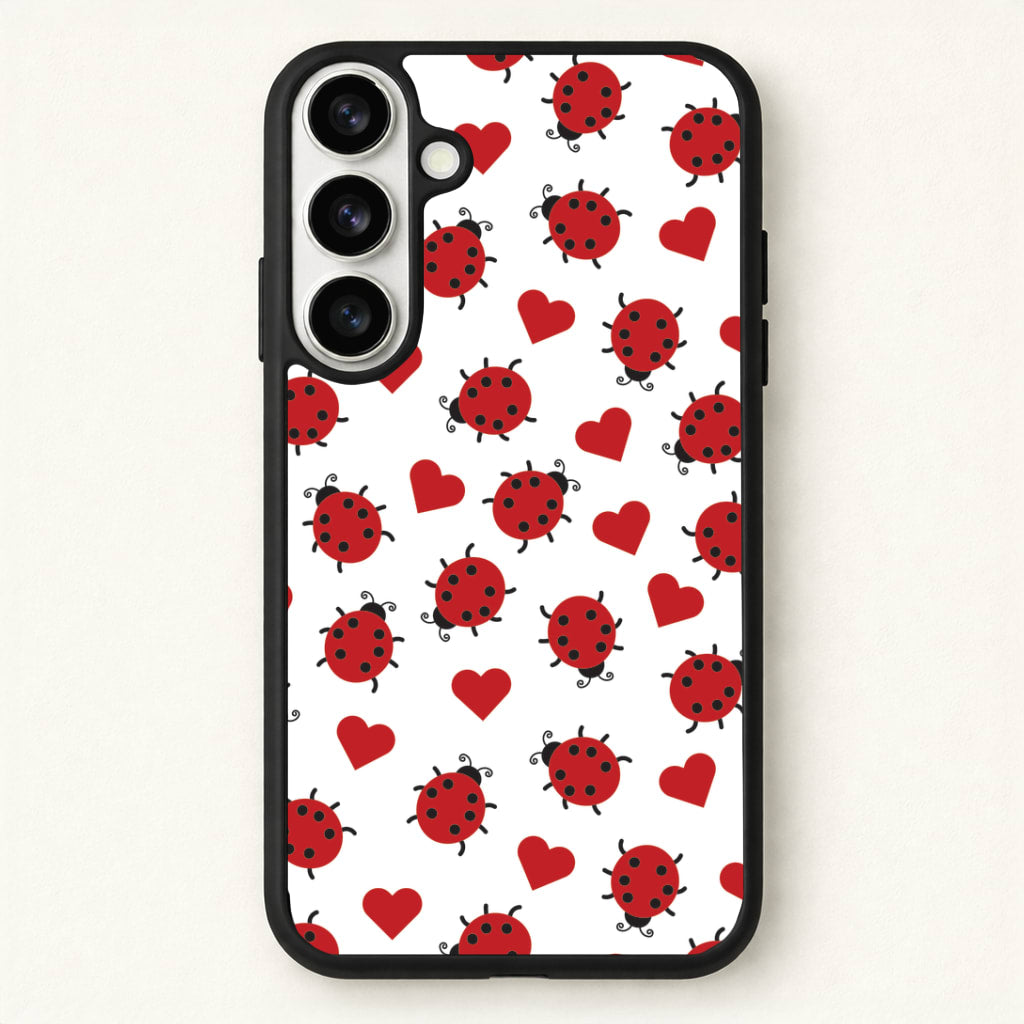 Ladybugs And Hearts Pattern Phone Case for Galaxy S26 Plus
