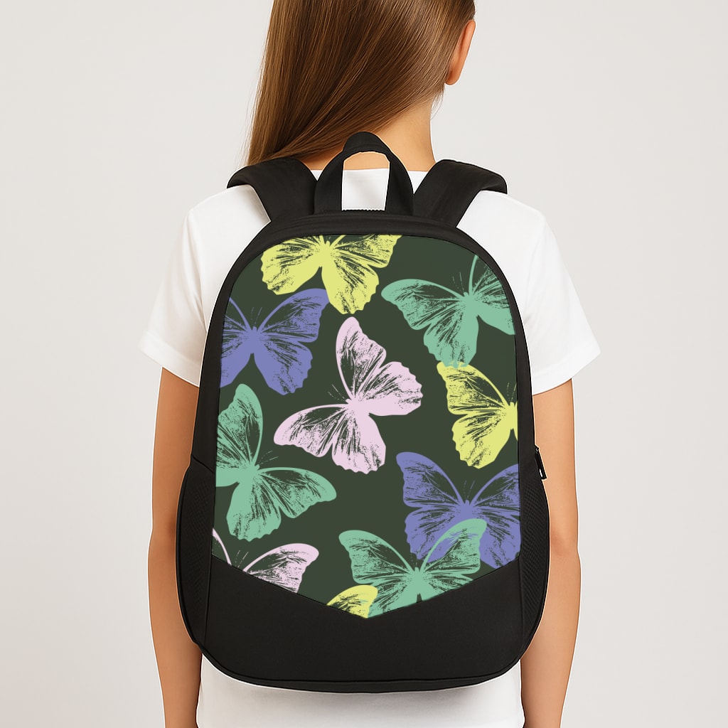 Colourful Butterfly Stamps Pattern Large School Bag